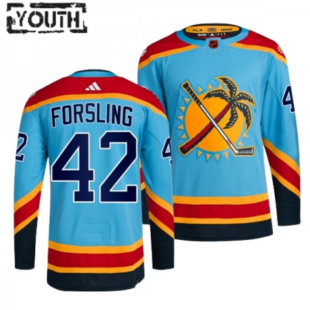 Florida Panthers Gustav Forsling 42 Adidas 2022-23 Reverse Retro 2.0 Blau Trikot Authentic - Kinder